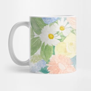 Pastel Blue Florals Watercolor Painting Mug